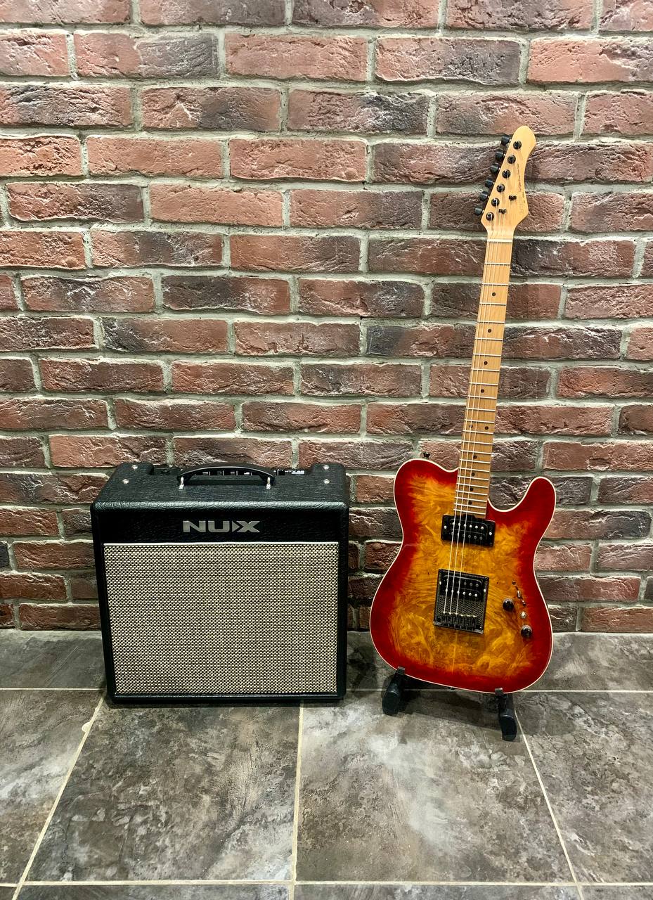 Электрогитара SQOE Burn Telecaster + Комбик-Процессор NUX 40 вт