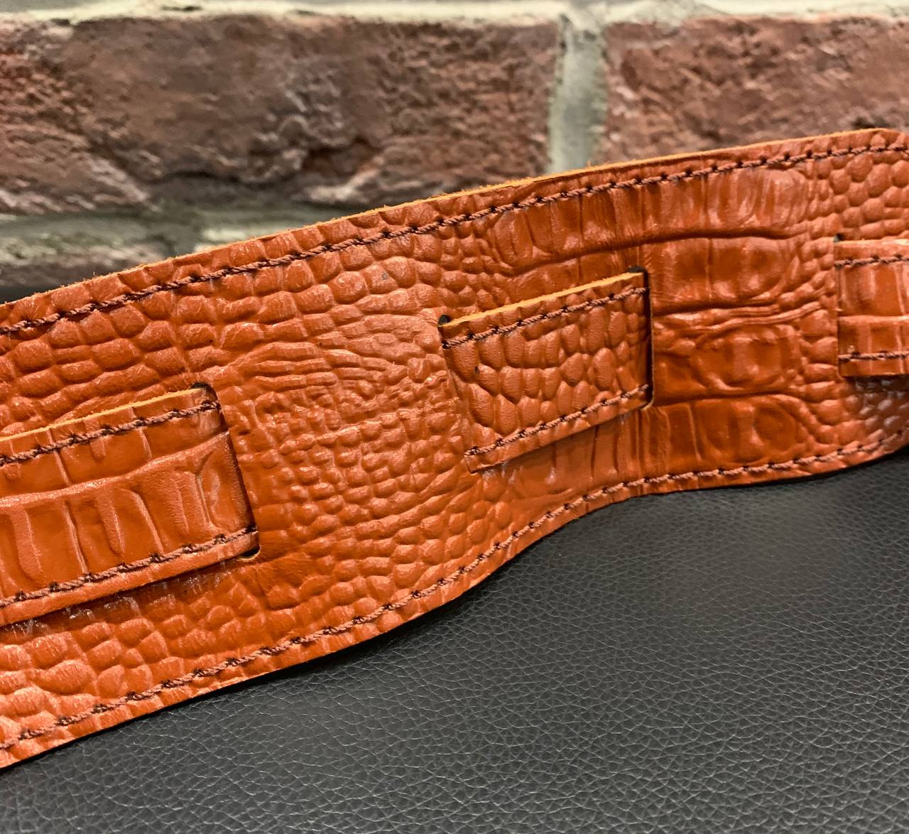 Кожаный Ремень для Гитар Fidel Brown Reptile - изображение 8