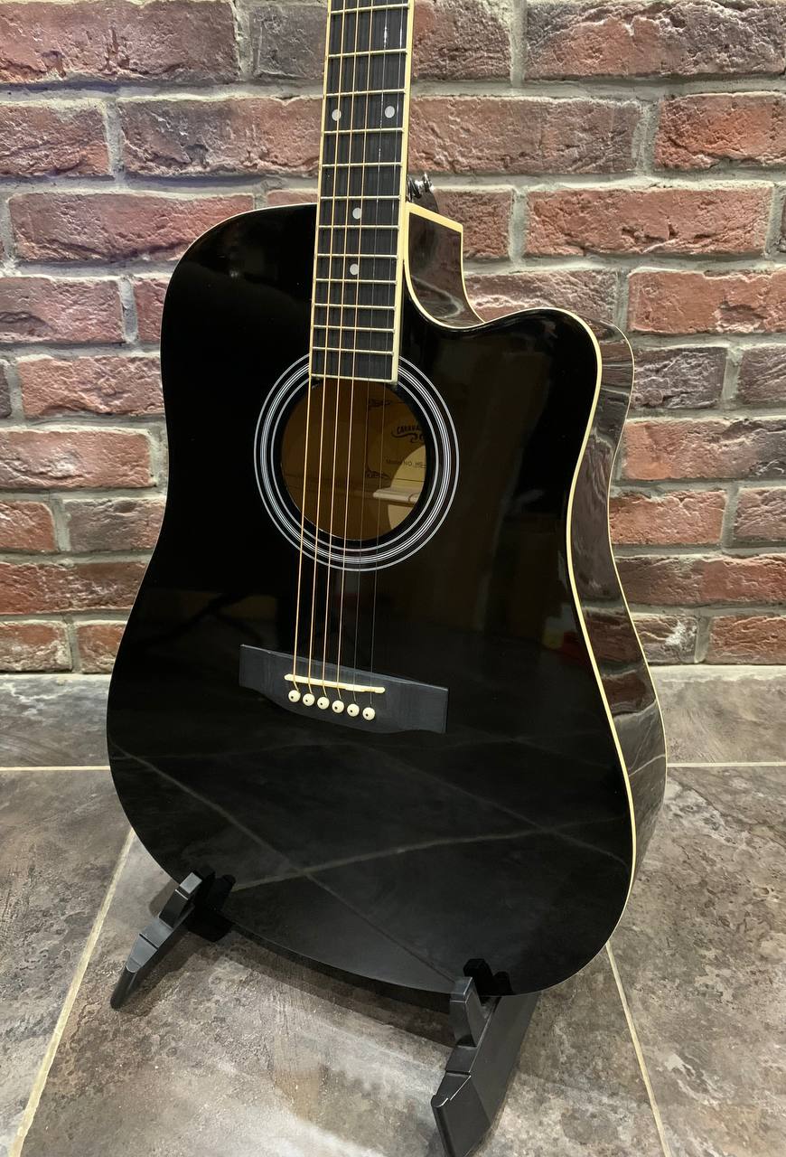 Электро-Акустическая Гитара из Ели Dreadnought Black - изображение 4