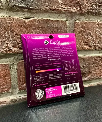 Струны для Акустической Гитары Elixir Bronze Nanoweb 12-53 (USA)