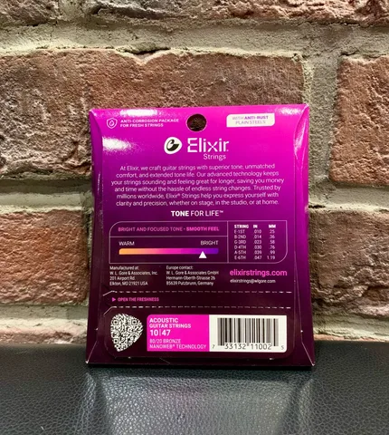 Струны для Акустической Гитары Elixir Bronze Nanoweb 10-47 (USA)