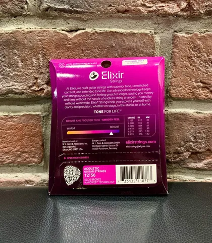 Струны для Акустической Гитары Elixir Bronze Nanoweb 12-56 (USA)