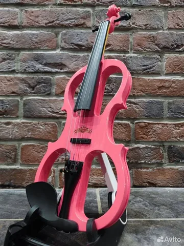 Электроскрипка (полный комплект, розовая)