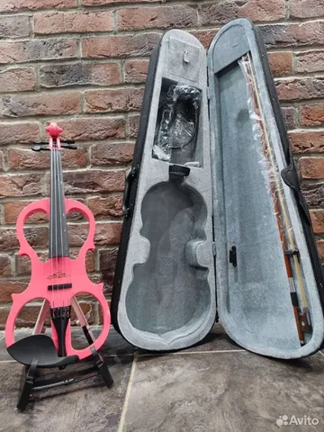 Электроскрипка (полный комплект, розовая)