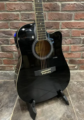 Электро-Акустическая Гитара из Ели Dreadnought Black