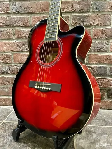 Красная Акустическая Гитара 4/4 + Чехол