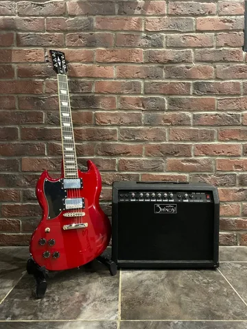 Леворукая Электрогитара Harley Benton SG + Комбик 40 ват (2 канала и вход на Микрофон)